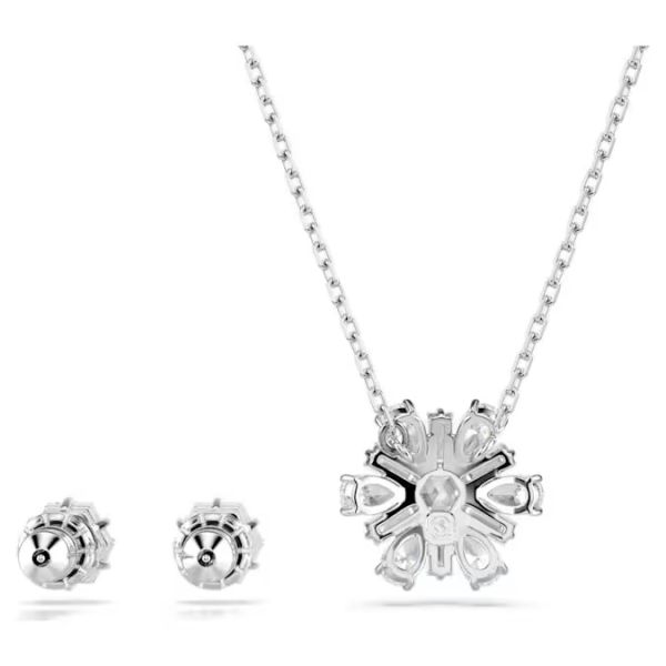 Conjunto Swarovski Idyllia Combinação de lapidações Floco de neve Branco Lacado a ródio