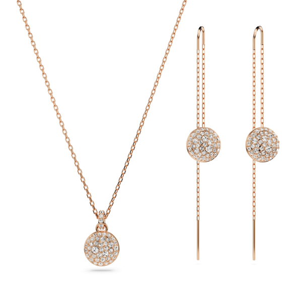 Conjunto Swarovski Meteora Branco Lacado a rosa dourado