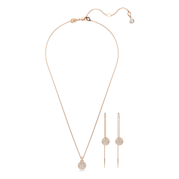Conjunto Swarovski Meteora Branco Lacado a rosa dourado