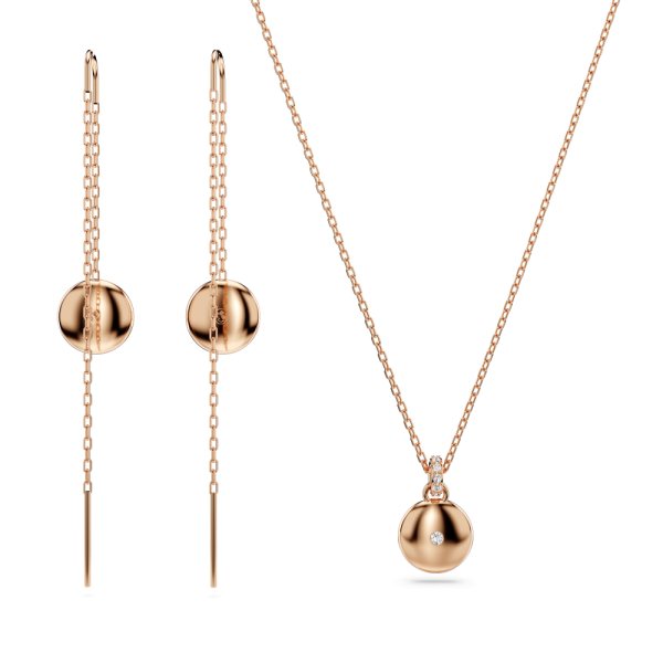 Conjunto Swarovski Meteora Branco Lacado a rosa dourado
