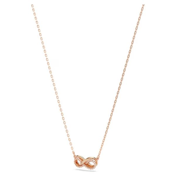 Conjunto Swarovski Hyperbola Infinity Branco Lacado a rosa dourado