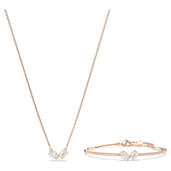 Conjunto Swarovski Mesmera Combinação de lapidações Branco Lacado a rosa dourado