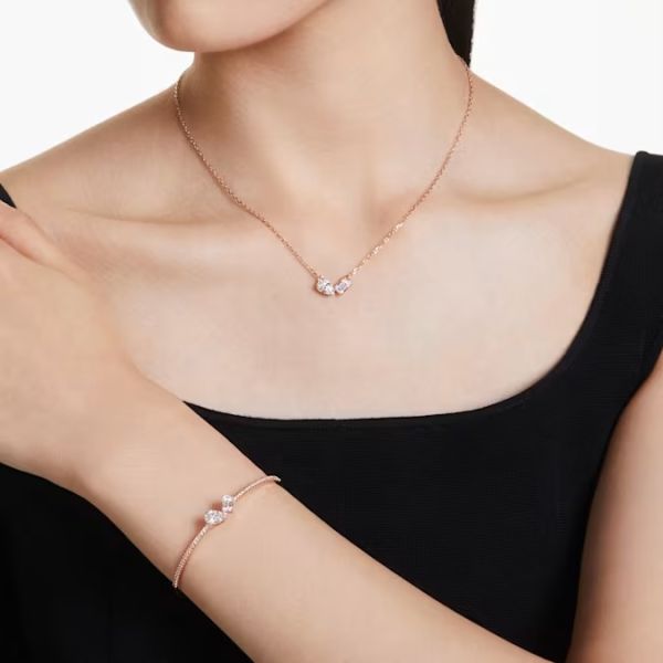 Conjunto Swarovski Mesmera Combinação de lapidações Branco Lacado a rosa dourado