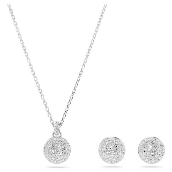 Conjunto Swarovski Meteora Branco Lacado a ródio