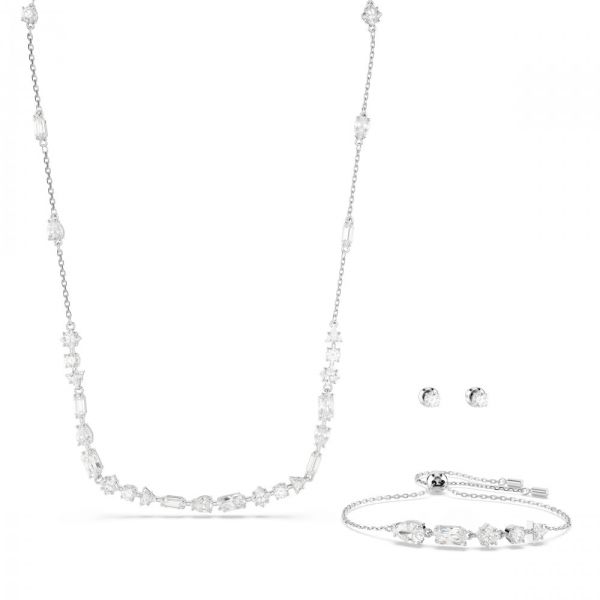 Conjunto Swarovski Mesmera Combinação de lapidações Design disperso Branco Lacado a ródio