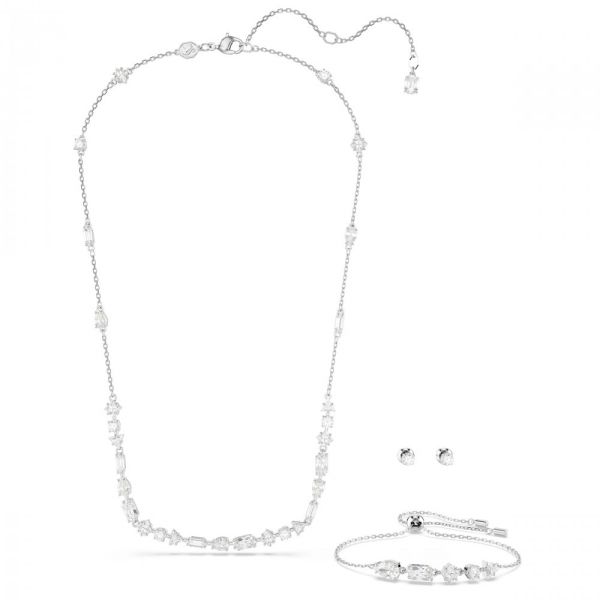 Conjunto Swarovski Mesmera Combinação de lapidações Design disperso Branco Lacado a ródio