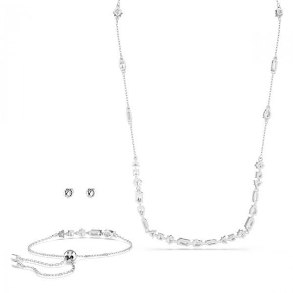 Conjunto Swarovski Mesmera Combinação de lapidações Design disperso Branco Lacado a ródio