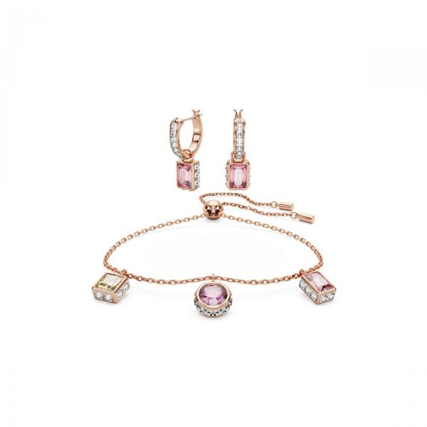Conjunto Swarovski Stilla Combinação de lapidações Multicor Lacado a rosa dourado