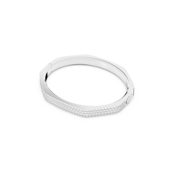 Bracelete Swarovski Dextera Modelo Octagonal Branca Lacado a Ródio