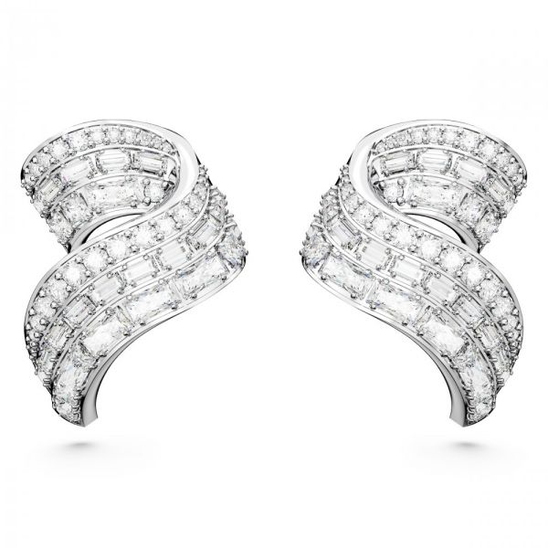 Brincos Swarovski Hyperbola stud Zircónia neutra em carbono Cortes mistos Branco Revestido a Ródio