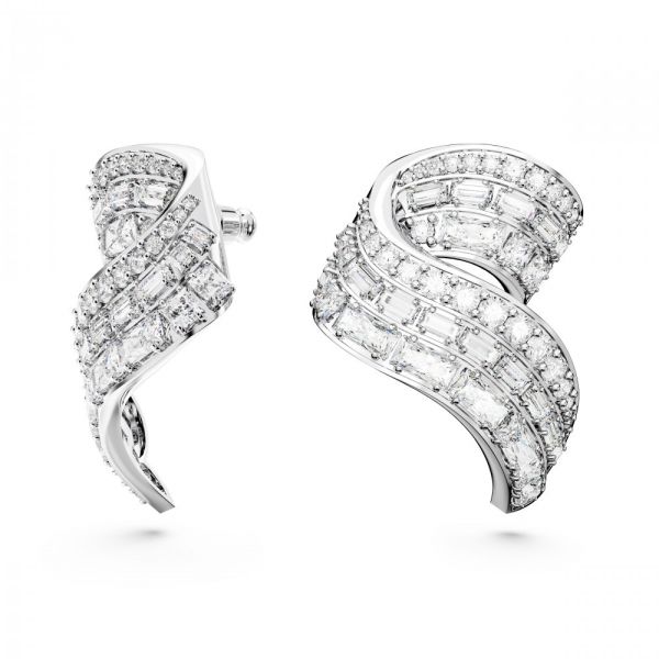 Brincos Swarovski Hyperbola stud Zircónia neutra em carbono Cortes mistos Branco Revestido a Ródio