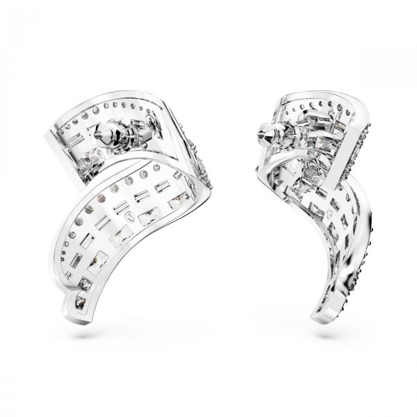Brincos Swarovski Hyperbola stud Zircónia neutra em carbono Cortes mistos Branco Revestido a Ródio