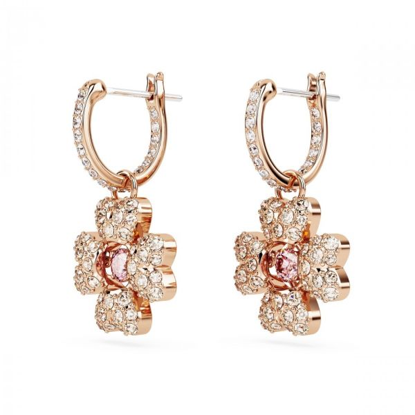 Brincos Swarovski Idyllia drop Trevo Branco Revestido a tom de Dourado rosa