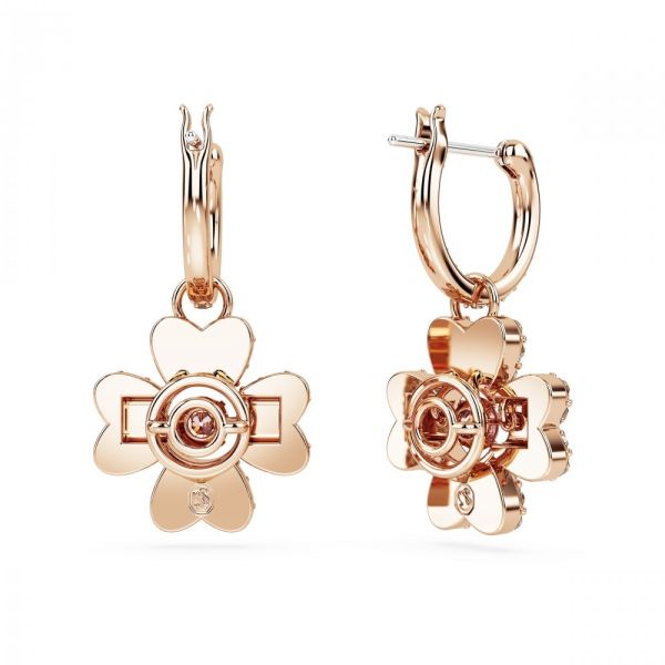 Brincos Swarovski Idyllia drop Trevo Branco Revestido a tom de Dourado rosa