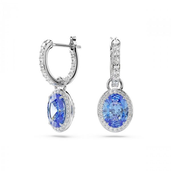Brincos Swarovski Constella drop Corte oval Azul Revestido a Ródio