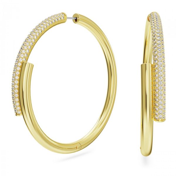 Brincos Swarovski Dextera hoop Branco Revestido a tom de Dourado