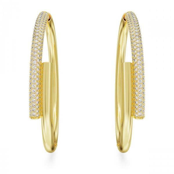 Brincos Swarovski Dextera hoop Branco Revestido a tom de Dourado