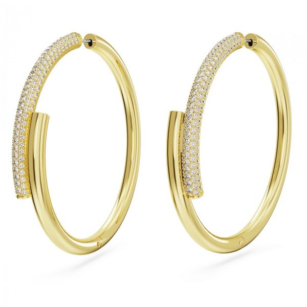 Brincos Swarovski Dextera hoop Branco Revestido a tom de Dourado
