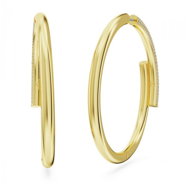 Brincos Swarovski Dextera hoop Branco Revestido a tom de Dourado