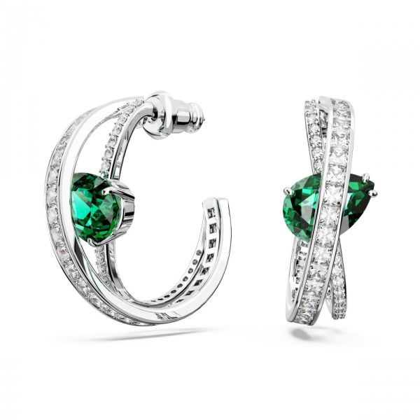 Brincos Swarovski Hyperbola hoop Zircónia neutra em carbono Cortes mistos Verde Revestido a Ródio