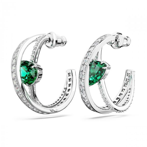 Brincos Swarovski Hyperbola hoop Zircónia neutra em carbono Cortes mistos Verde Revestido a Ródio