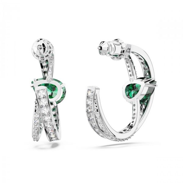 Brincos Swarovski Hyperbola hoop Zircónia neutra em carbono Cortes mistos Verde Revestido a Ródio