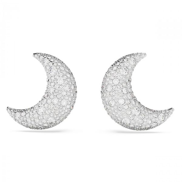 Brincos Swarovski Luna clip Lua Branco Revestido a Ródio