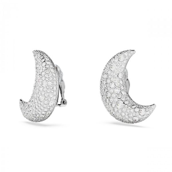 Brincos Swarovski Luna clip Lua Branco Revestido a Ródio