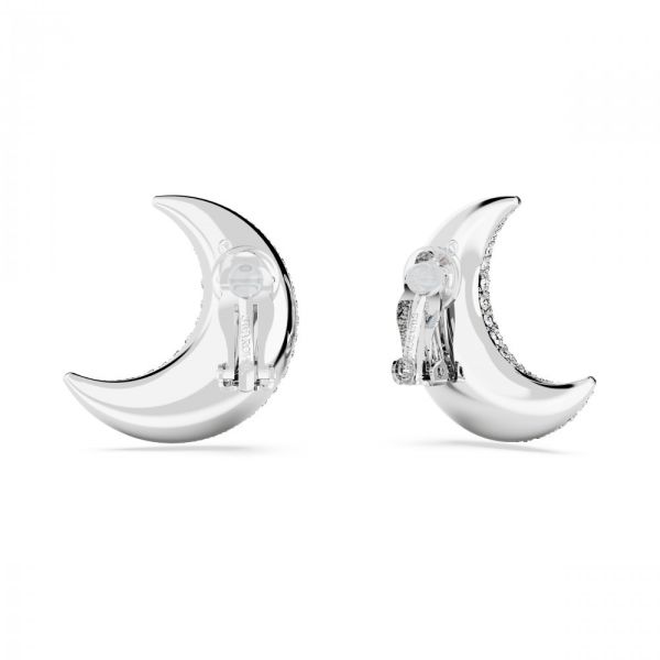 Brincos Swarovski Luna clip Lua Branco Revestido a Ródio