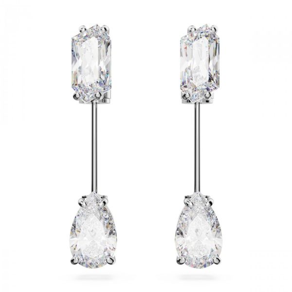 Brincos Swarovski Mesmera bar Cortes mistos Branco Revestido a Ródio
