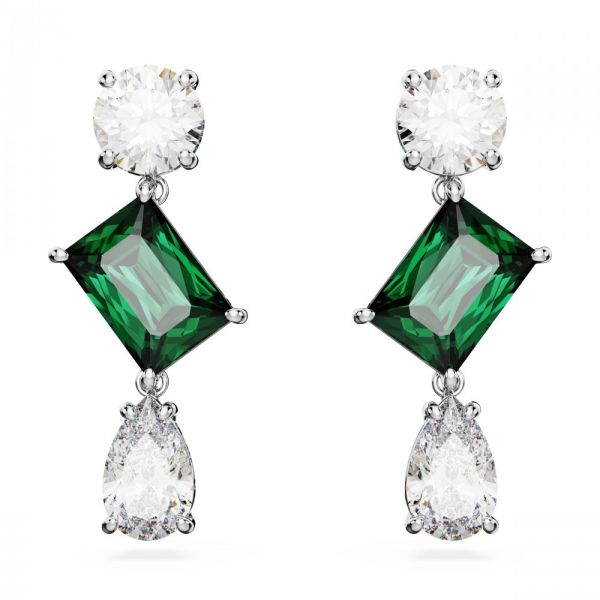 Brincos Swarovski Mesmera drop Cortes mistos Verde Revestido a Ródio