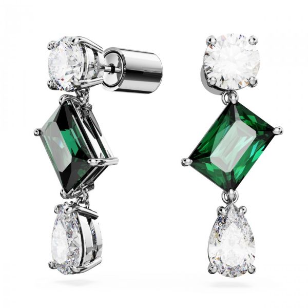 Brincos Swarovski Mesmera drop Cortes mistos Verde Revestido a Ródio