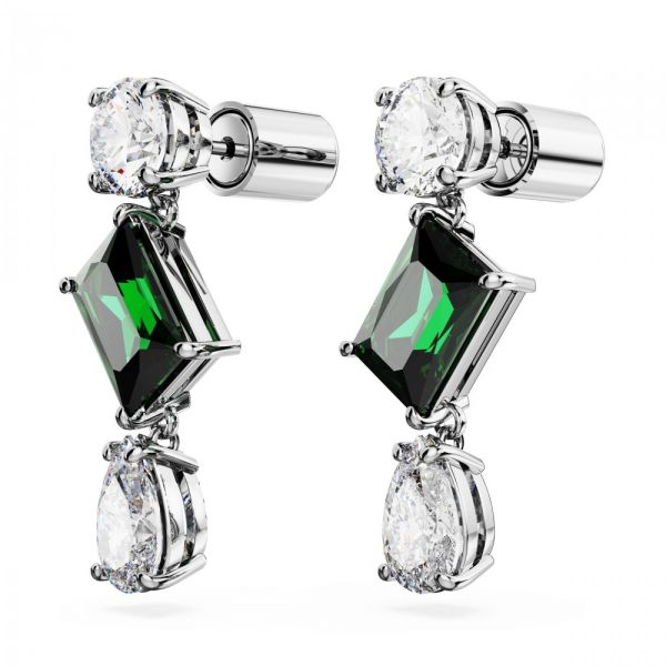 Brincos Swarovski Mesmera drop Cortes mistos Verde Revestido a Ródio
