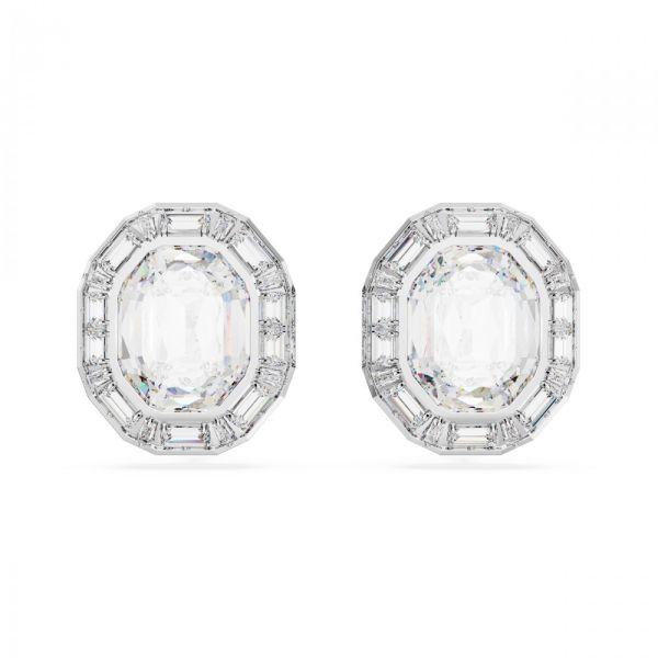Brincos Swarovski Mesmera clip Corte octogonal Branco Revestido a Ródio