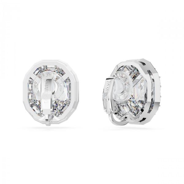 Brincos Swarovski Mesmera clip Corte octogonal Branco Revestido a Ródio