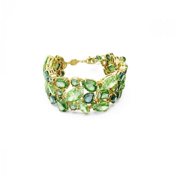 Pulseira Swarovski Gema Cortes mistos Verde Revestida a tom de Dourado