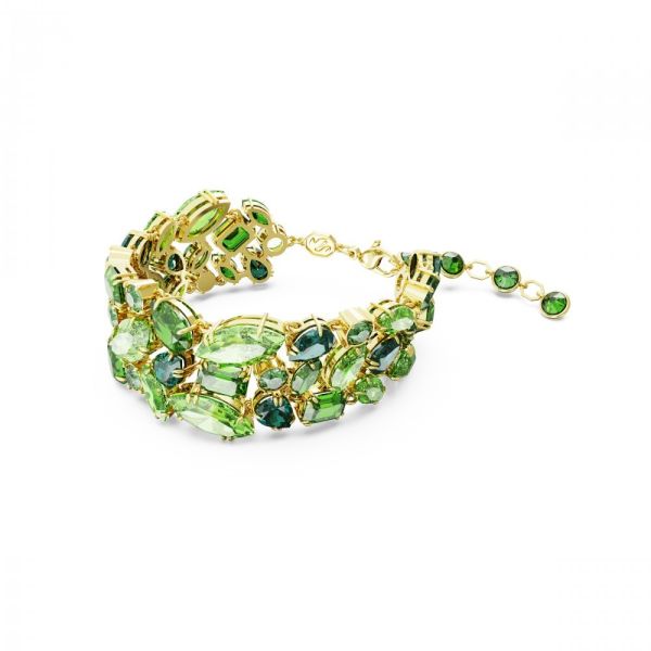 Pulseira Swarovski Gema Cortes mistos Verde Revestida a tom de Dourado