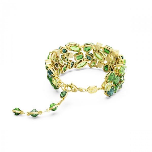 Pulseira Swarovski Gema Cortes mistos Verde Revestida a tom de Dourado