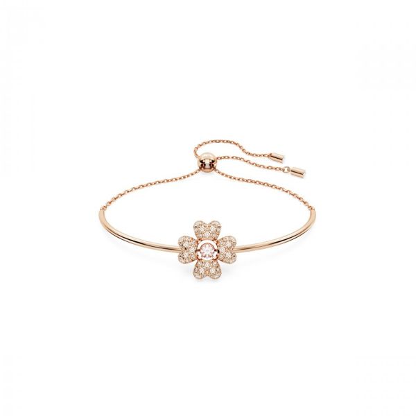 Pulseira Swarovski Idyllia Trevo Branco Revestido a tom de Dourado rosa