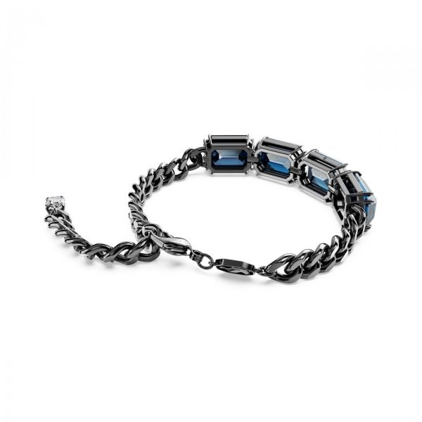 Pulseira Swarovski Millenia Corte octogonal Azul Revestida a Ruténio