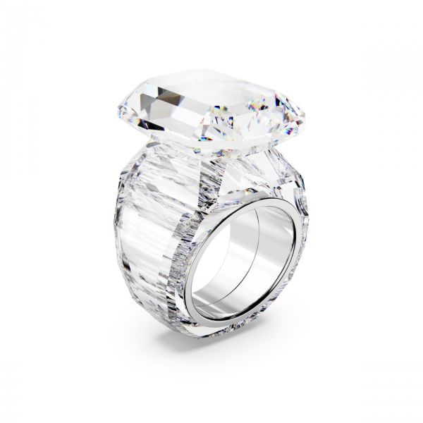 Anel Swarovski Lucent cocktail Corte octogonal Branco 60