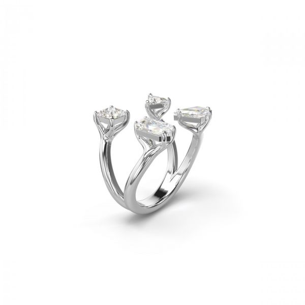 Anel Swarovski aberto Mesmera Cortes mistos Branco Revestido a Ródio 58