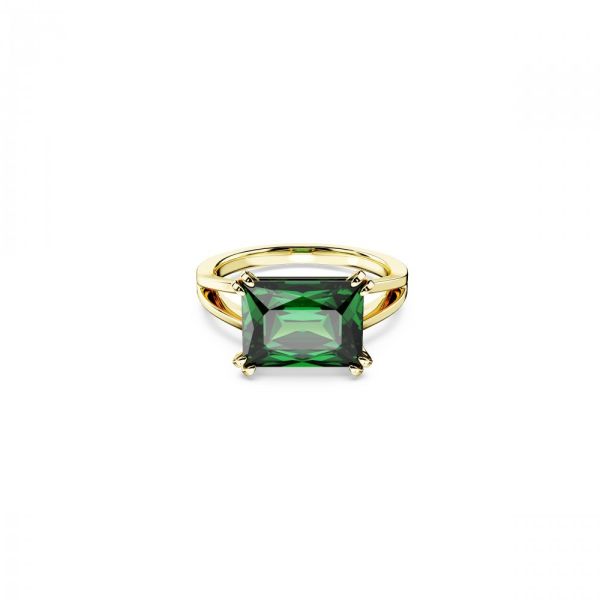 Anel Swarovski Stilla cocktail Corte retangular Verde Revestido a tom de Dourado 60