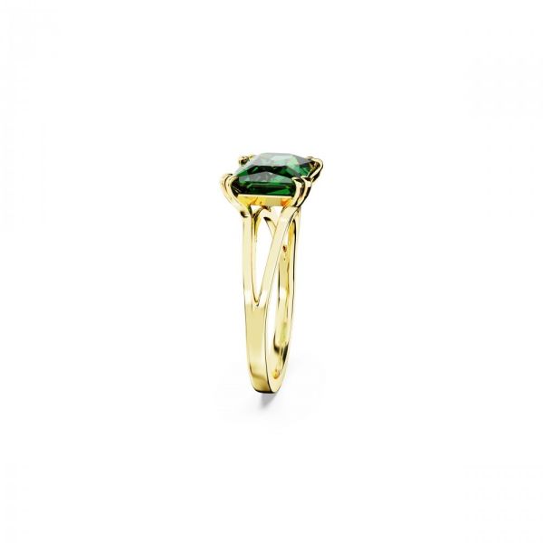 Anel Swarovski Stilla cocktail Corte retangular Verde Revestido a tom de Dourado 60