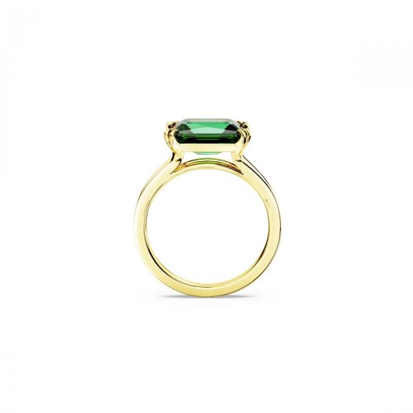 Anel Swarovski Stilla cocktail Corte retangular Verde Revestido a tom de Dourado 60