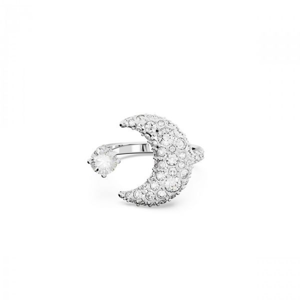 Anel Swarovski aberto Luna Lua Branco Revestido a Ródio 55