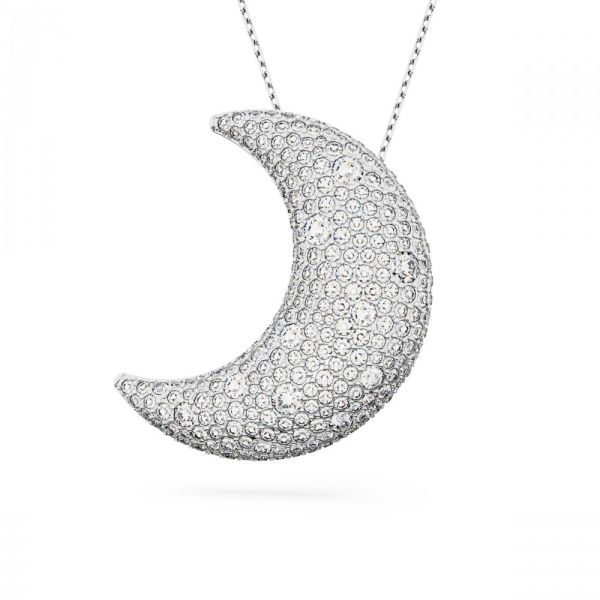 Pendente Swarovski Luna Lua Branco Revestido a Ródio