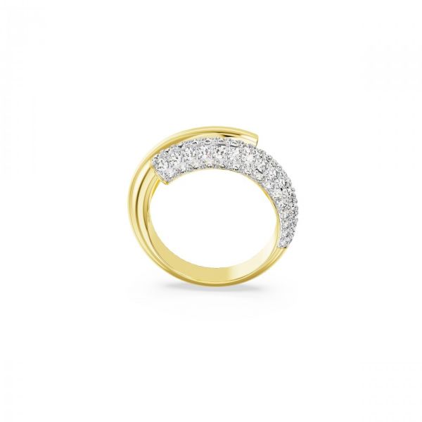 Anel Swarovski Dextera cocktail Branco Revestido a tom de Dourado 55