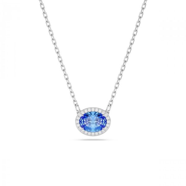 Colar Swarovski Constella Corte oval Azul Revestido a Ródio