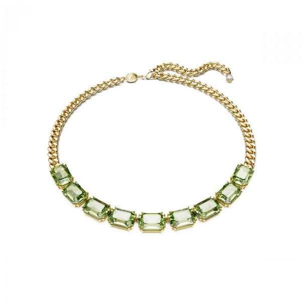 Colar Swarovski Millenia Corte octogonal Verde Revestido a tom de Dourado
